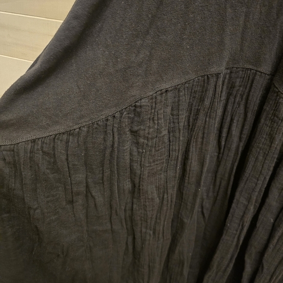 {L} Free People Beach Black Maxi Dress Bell Sleeve Gauze - Picture 4 of 10